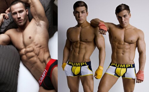 PUMP! modelled by the Minnedkhanov twins & two top-flight muscular models!