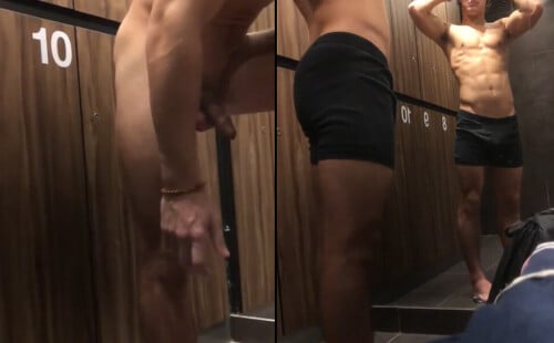 Spying on a hot guy undressing in the locker room