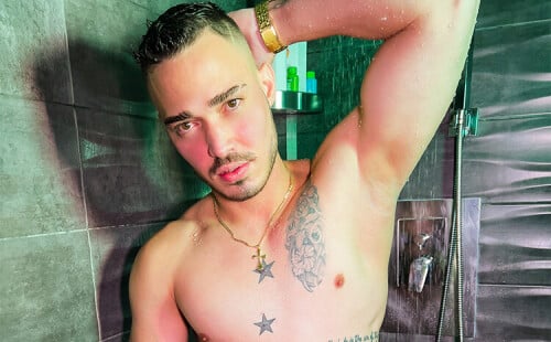 Sexy Spanish Stud Fleshjacks in the Shower