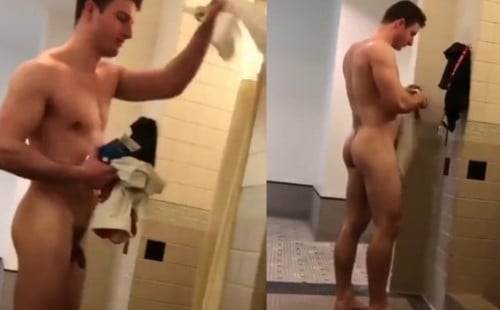 Gym stud caught naked in the shower room