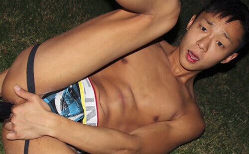 Asian twink Dane Jaxson strips and strokes at PeterFever