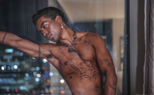 Sexy Male Model Flashes His Goods To the Busy LA Streets Below