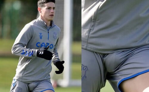 Footballer with a huge bulge