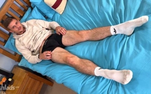 5 sporty str8 lads show off & try cock or dildo