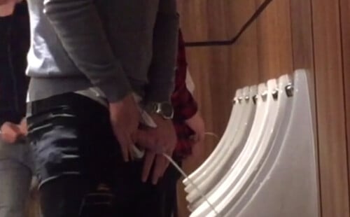 Clubber with huge cock caught peeing