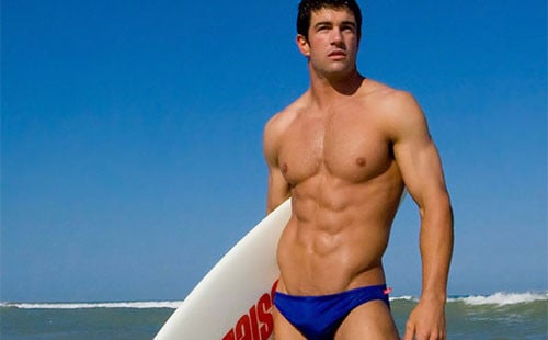 Surfing in Speedos