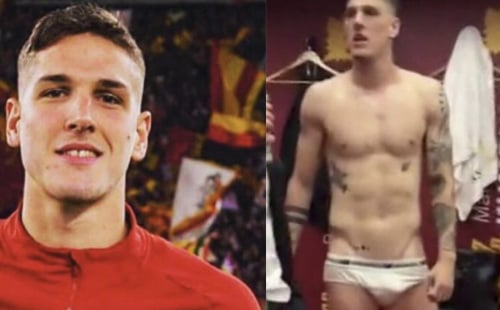 Italian footballer Nicolo Zaniolo reveals his bulge