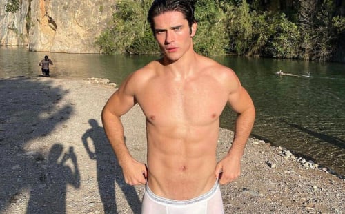 Dani Looks Great In Wet Boxer Briefs!