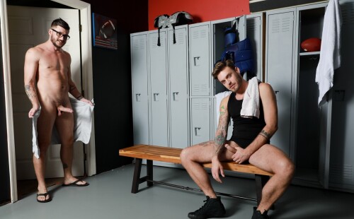 Two Big-Dicked Studs in Locker Room, Who Gets Fucked?