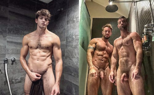 Wet Shower hairy bodies