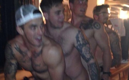 Army guys having fun naked in the house