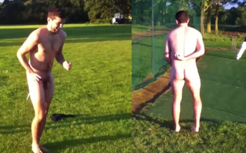 Tennis player playing naked in public