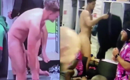 French rugby lad accidentally caught naked in locker room