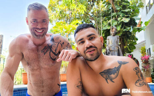 Benji Vega is drawn to chisled daddy Leo Bacchus at Masqulin